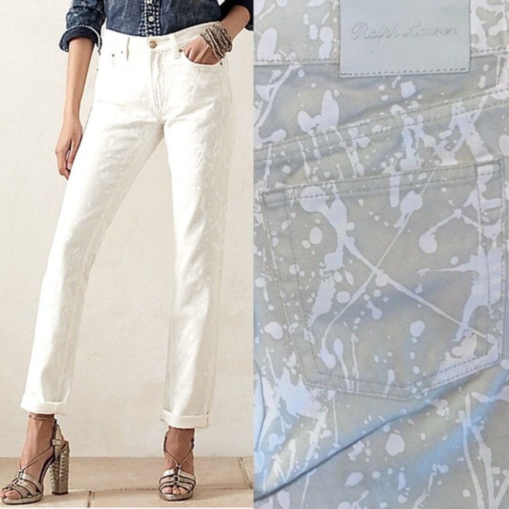 Ralph Lauren Purple Label 160 Skinny Jeans in White Splash Made In Italy 25